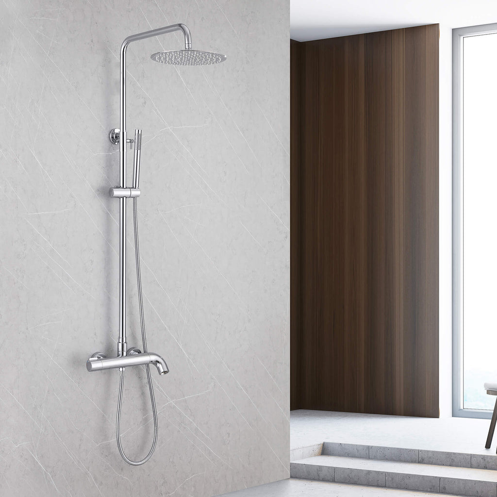 Modern Shower System with Adjustable Handheld Rainfall Head and Tub Spout