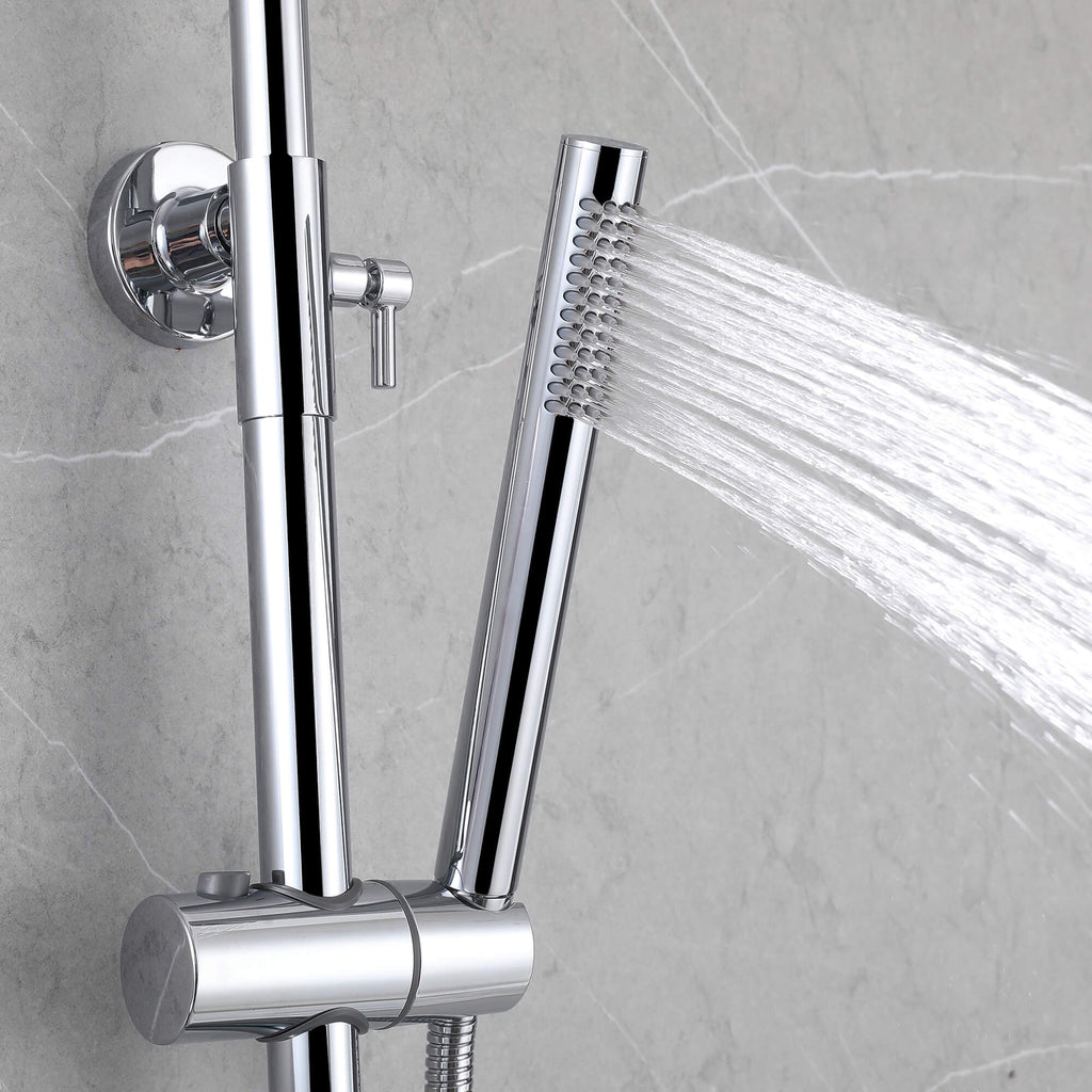Modern Shower System with Adjustable Handheld Rainfall Head and Tub Spout