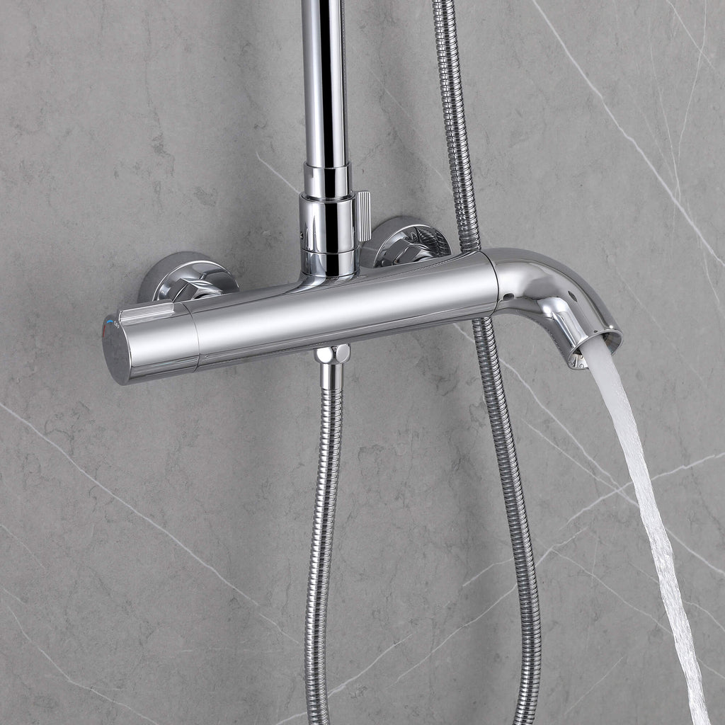 Modern Shower System with Adjustable Handheld Rainfall Head and Tub Spout