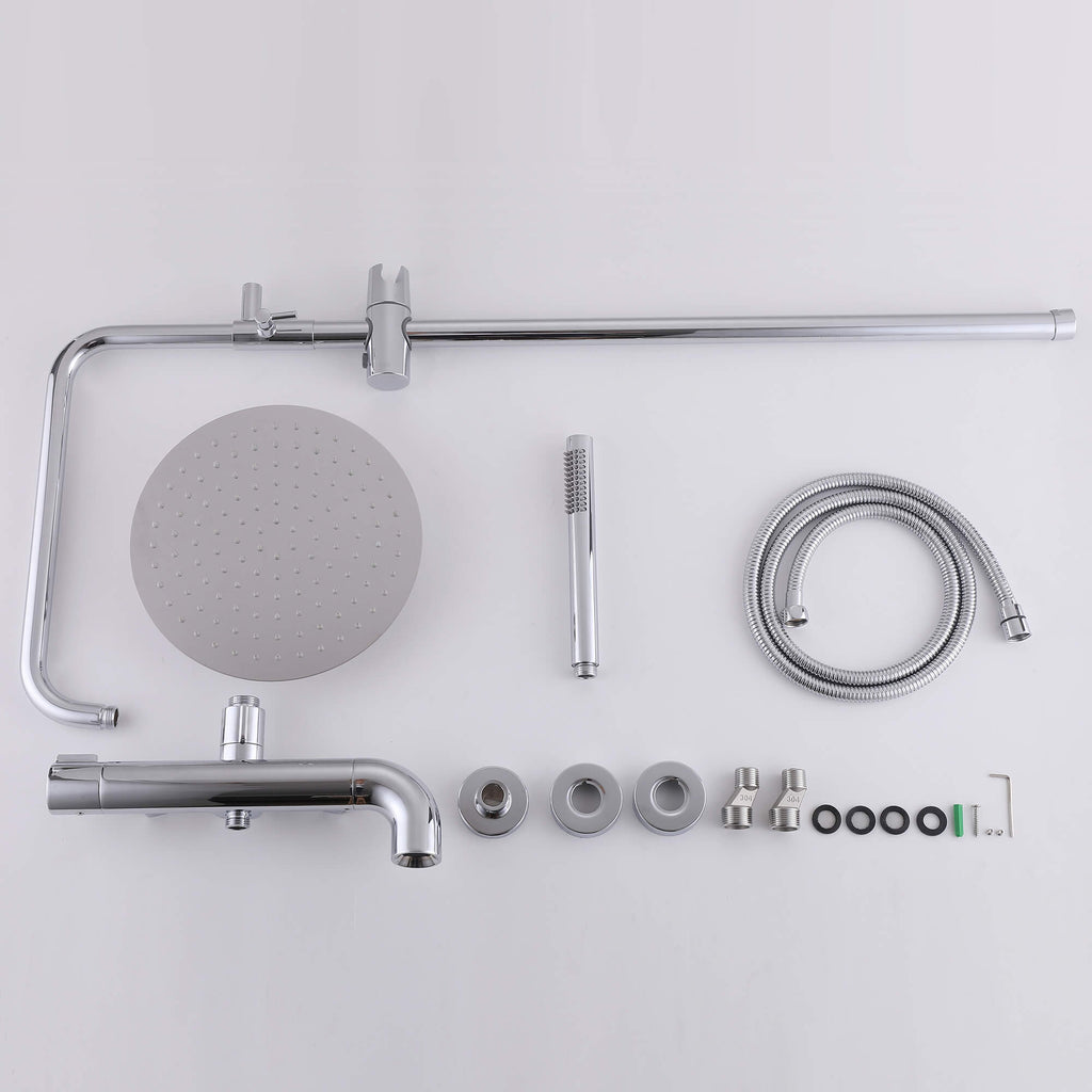 Modern Shower System with Adjustable Handheld Rainfall Head and Tub Spout