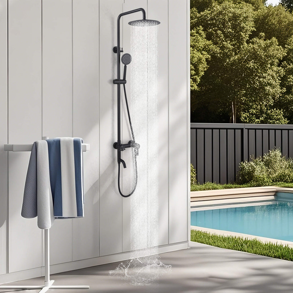 3-Function 304 Stainless Steel Wall-Mounted Outdoor Shower System