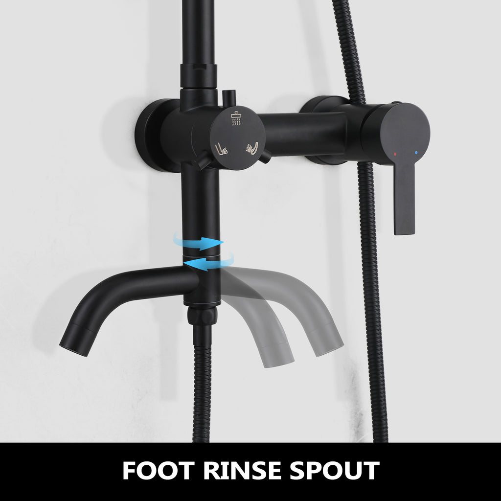 3-Function 304 Stainless Steel Wall-Mounted Outdoor Shower System