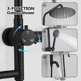3-Function 304 Stainless Steel Wall-Mounted Outdoor Shower System