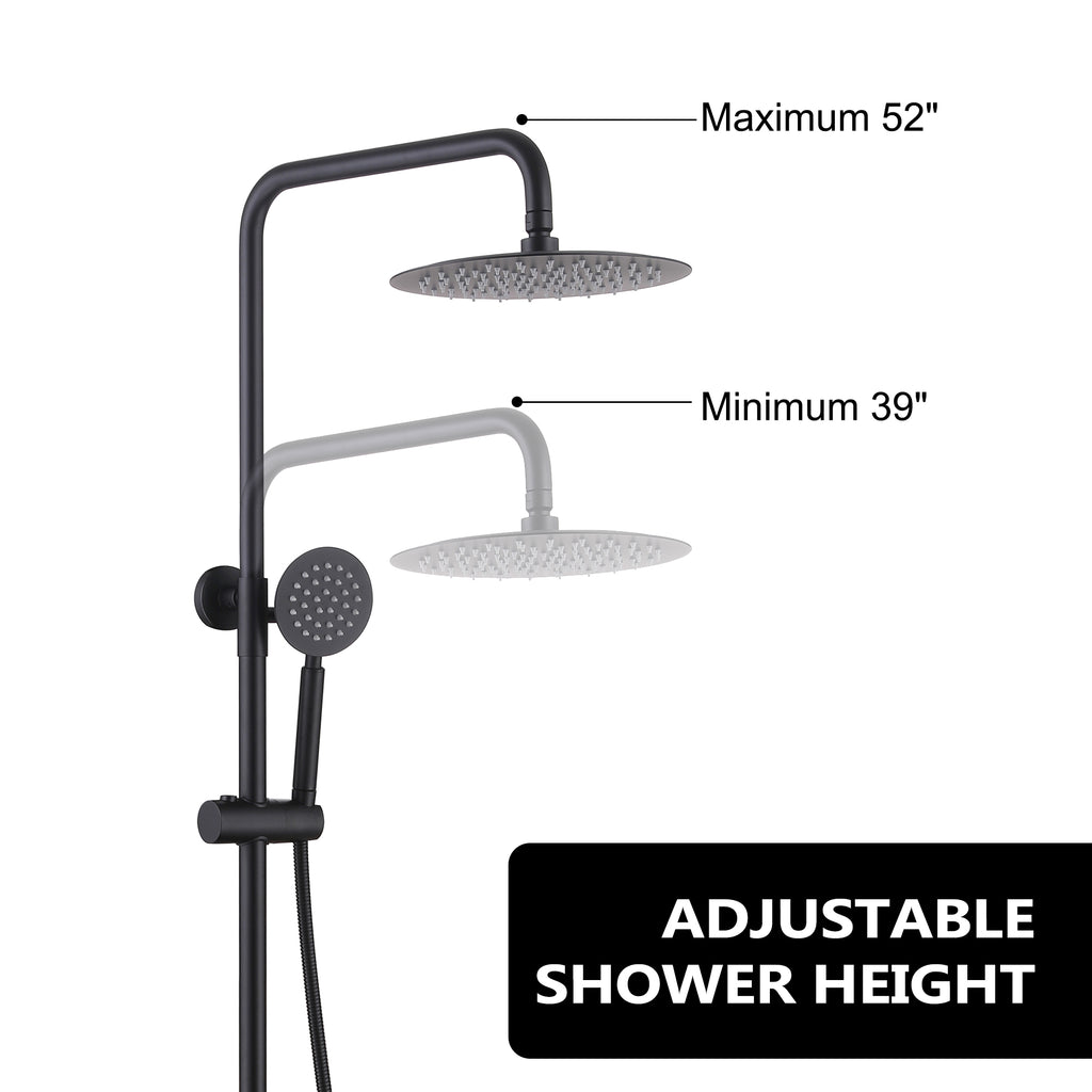 3-Function 304 Stainless Steel Wall-Mounted Outdoor Shower System