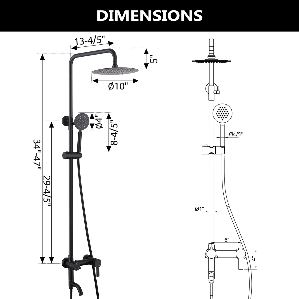 3-Function 304 Stainless Steel Wall-Mounted Outdoor Shower System