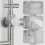 3-Function 304 Stainless Steel Wall-Mounted Outdoor Shower System