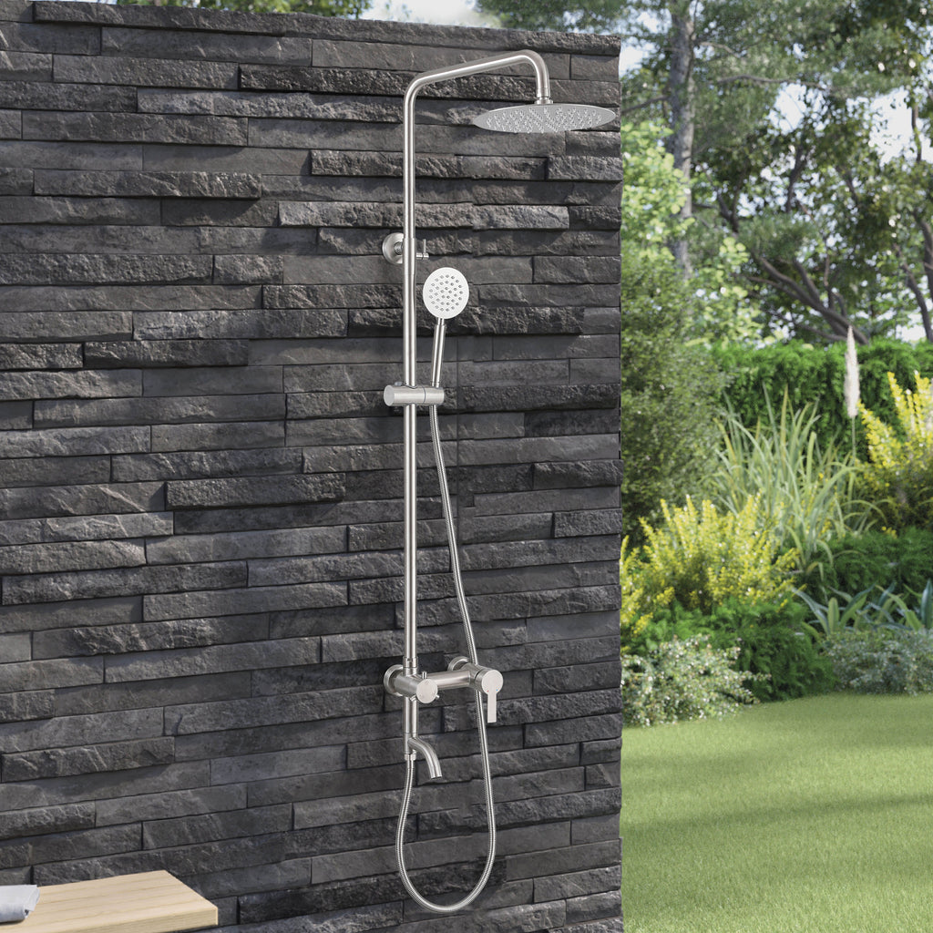 3-Function 304 Stainless Steel Wall-Mounted Outdoor Shower System