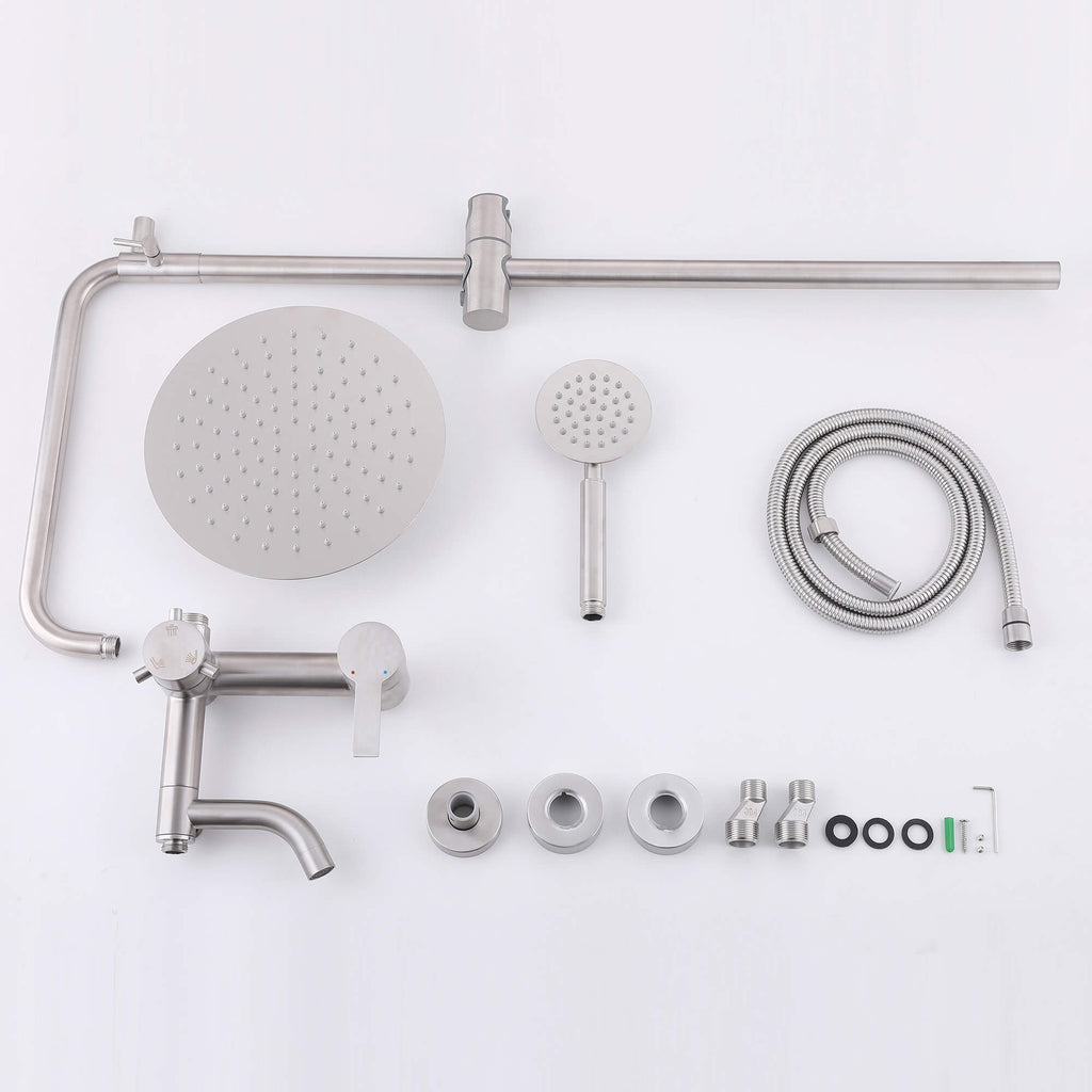 3-Function 304 Stainless Steel Wall-Mounted Outdoor Shower System