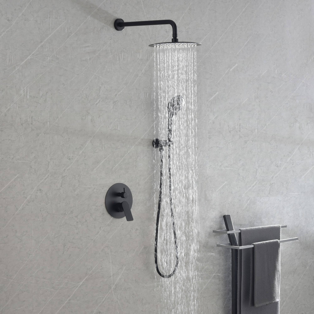 Wall-Mounted Shower System with Rain Shower Head and Handheld Shower