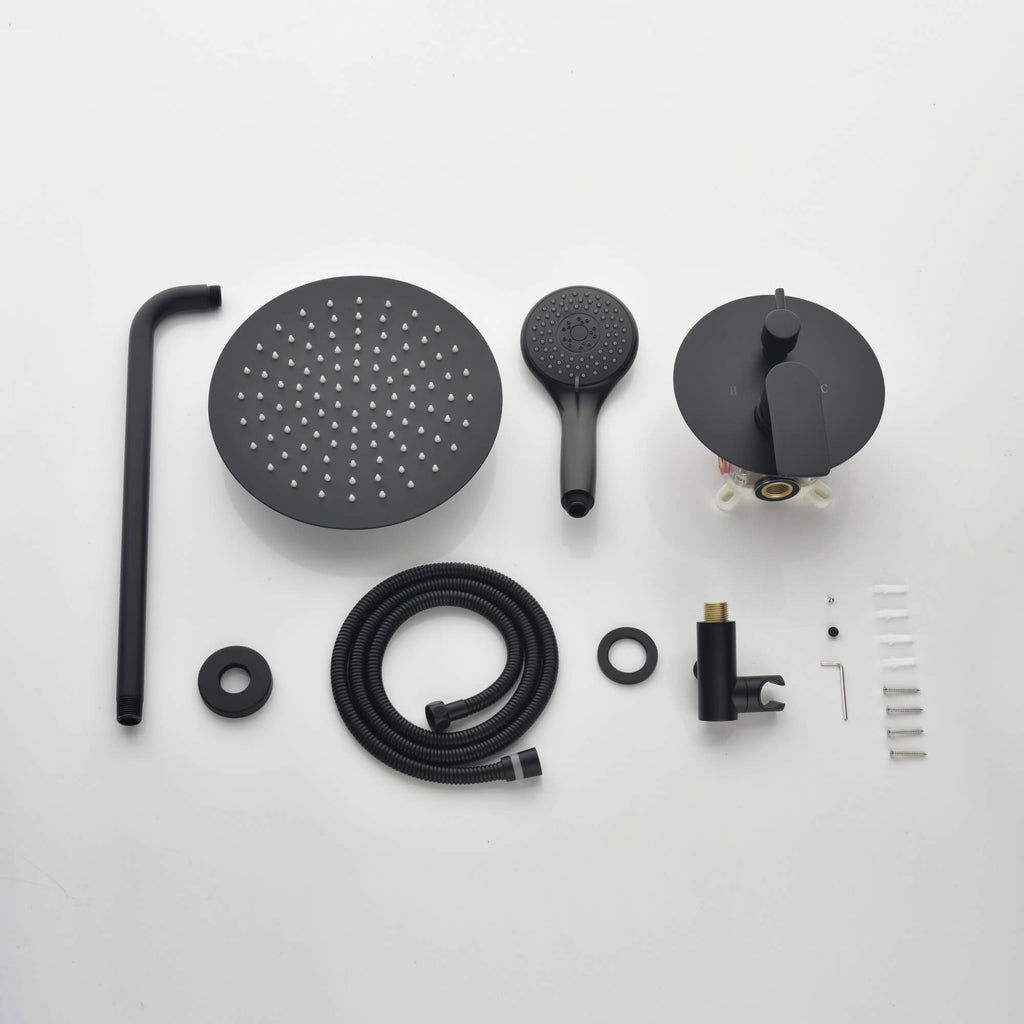 Wall-Mounted Shower System with Rain Shower Head and Handheld Shower