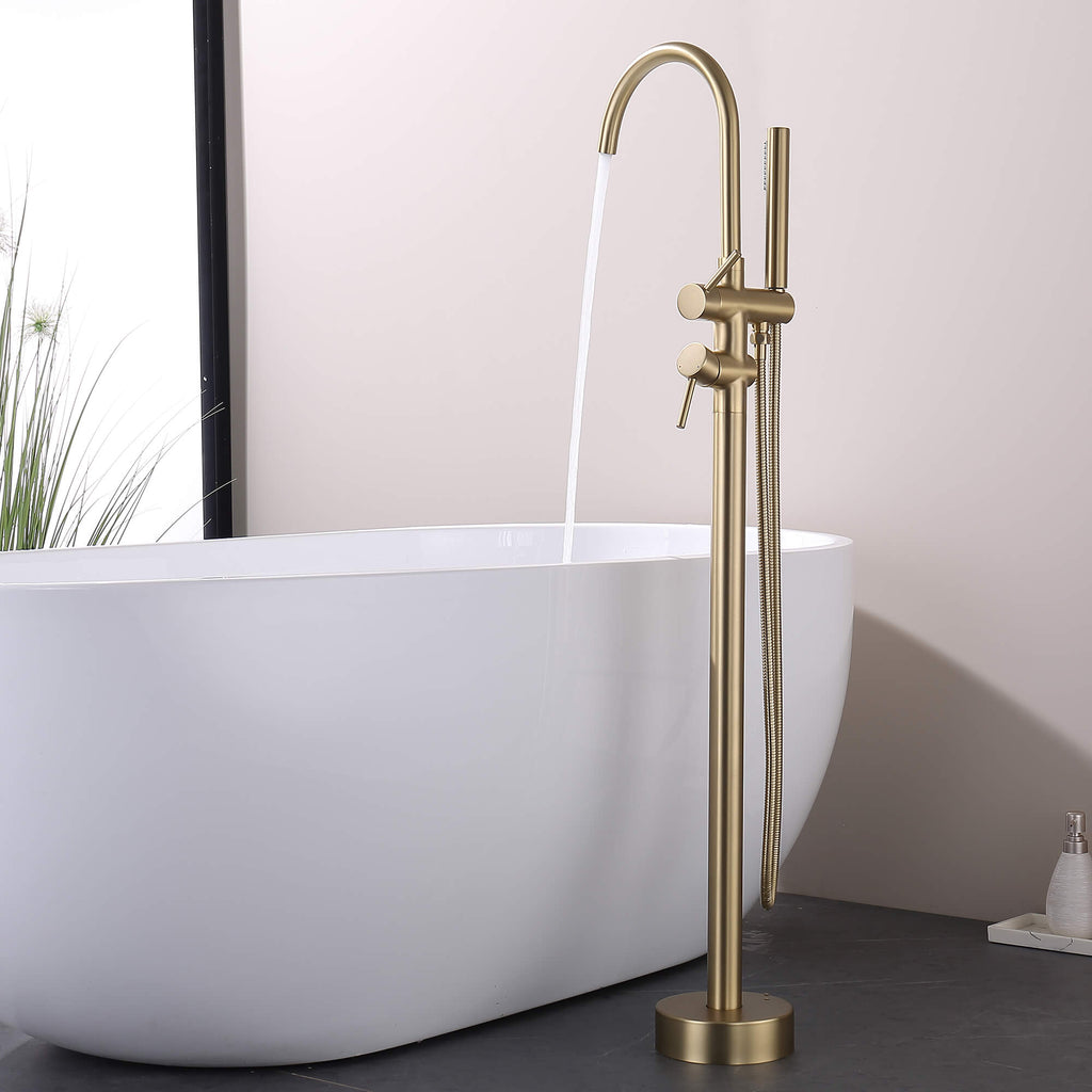 freestanding tub filler with handheld spray opening