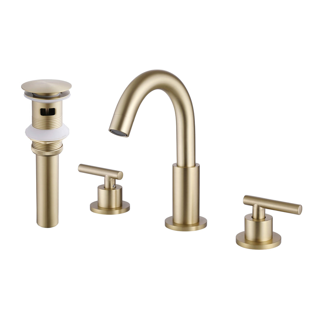 Dual-Handle Deck Faucet with Swivel Spout for Bathroom Sink
