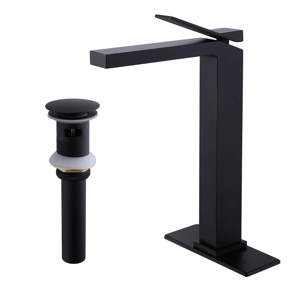Single-Handle Bathroom Vessel Sink Faucet with Deck Plate