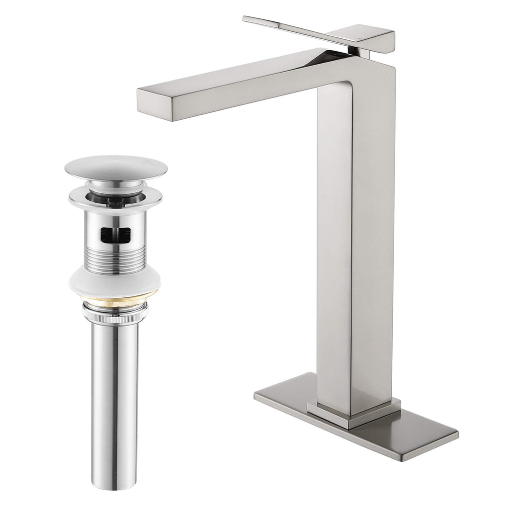 Single-Handle Bathroom Vessel Sink Faucet with Deck Plate