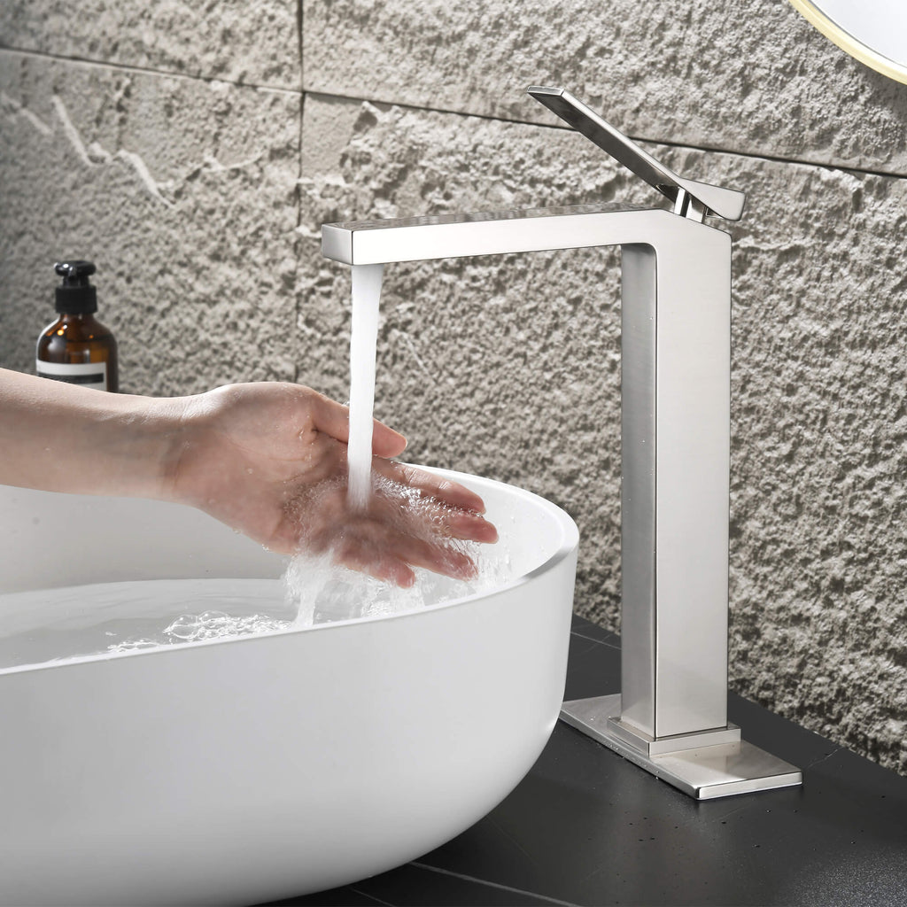 Single-Handle Bathroom Vessel Sink Faucet with Deck Plate