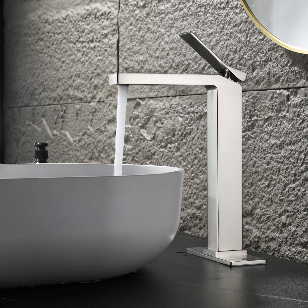 Single-Handle Bathroom Vessel Sink Faucet with Deck Plate
