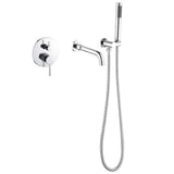 Wall-Mounted Tub Filler with Shower Wand for Modern Bathroom Wall Installation