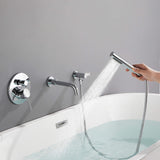 Wall-Mounted Tub Filler with Shower Wand for Modern Bathroom Wall Installation