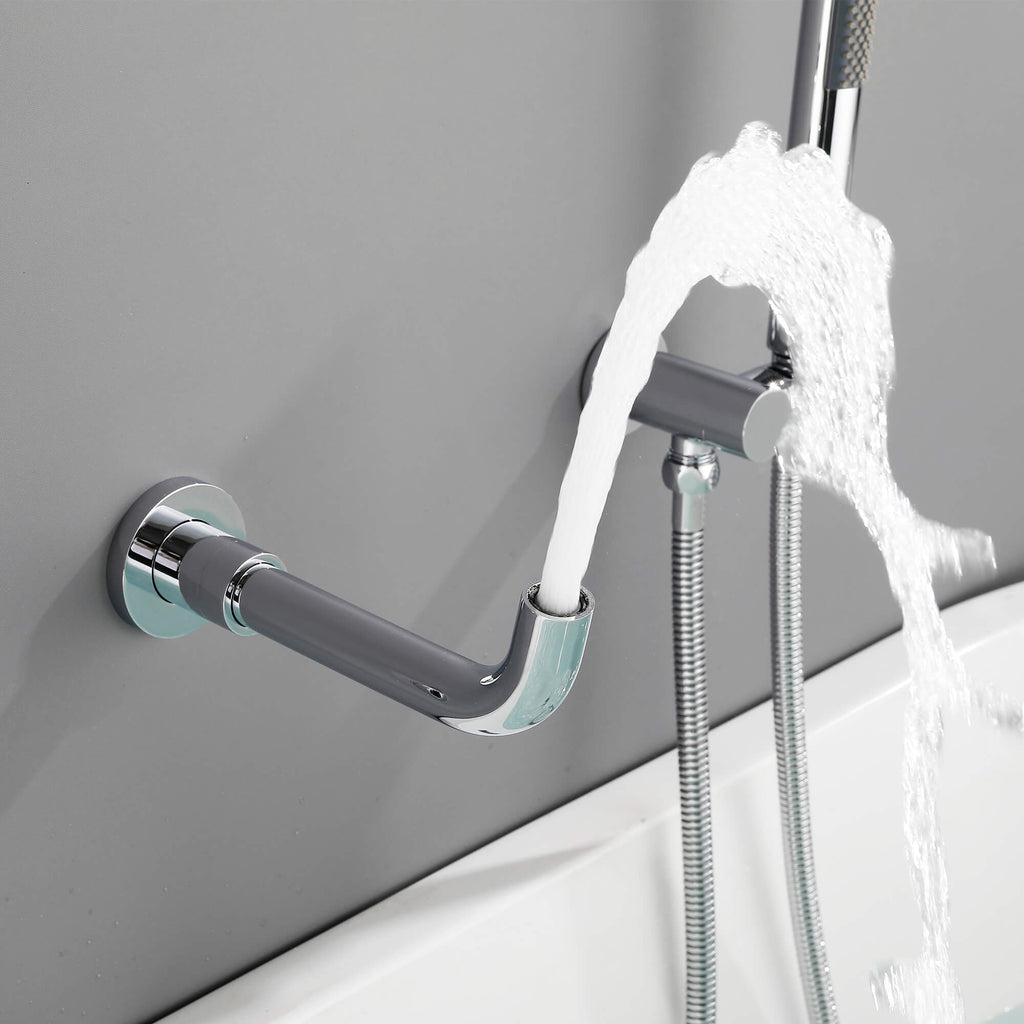 Wall-Mounted Tub Filler with Shower Wand for Modern Bathroom Wall Installation