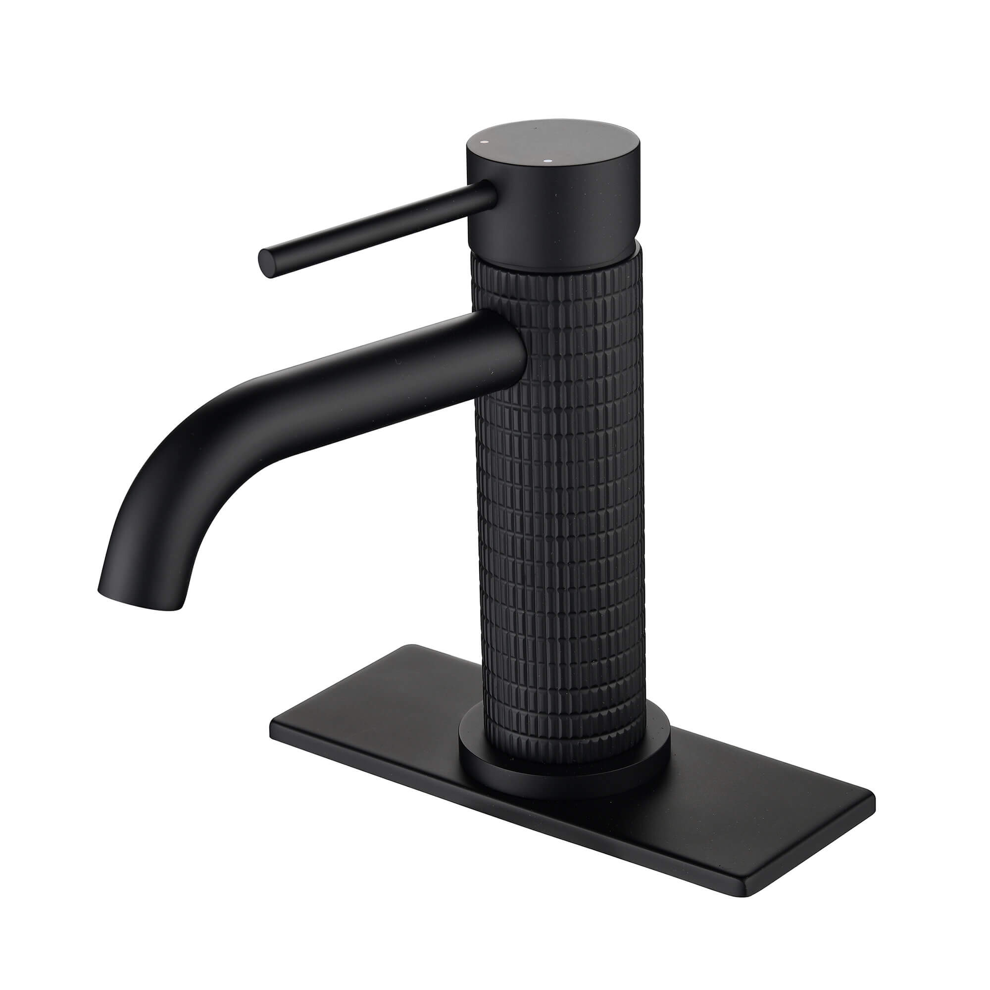 Knurled Single Handle Bathroom Faucet with Deck Plate Fits 1 or 3 Hole Vanity