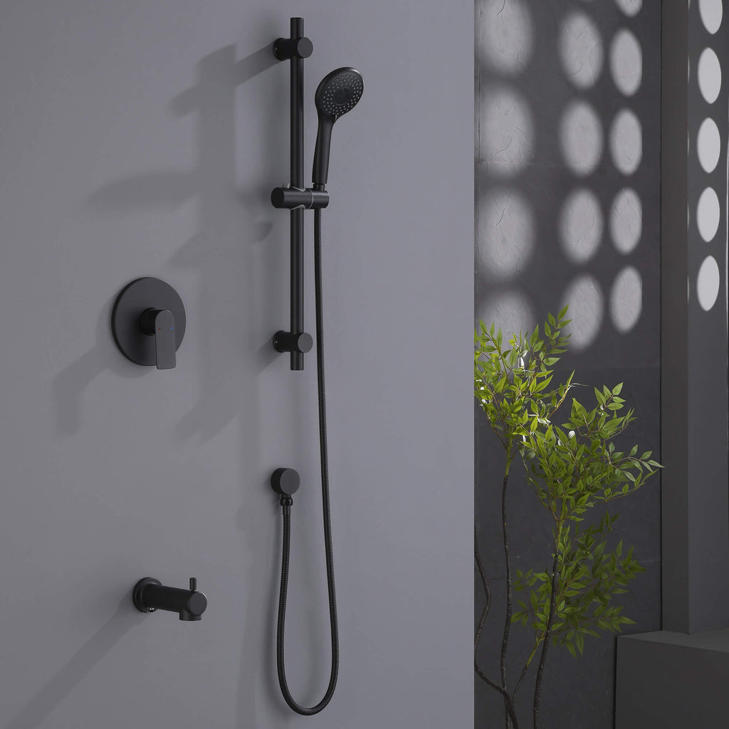 Tub and Shower Faucet Set with 3-Function Handheld Shower Height & Angle Adjustable