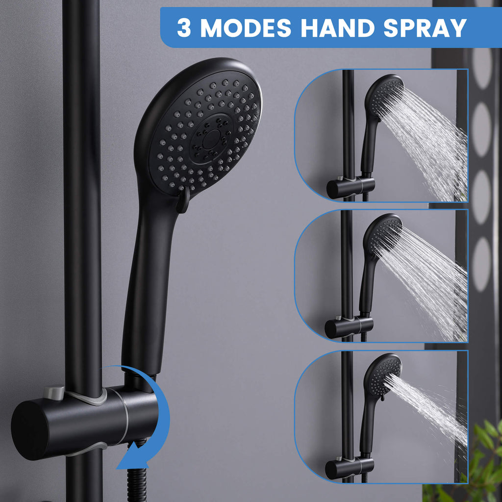 Tub and Shower Faucet Set with 3-Function Handheld Shower Height & Angle Adjustable