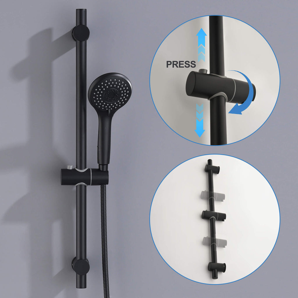 Tub and Shower Faucet Set with 3-Function Handheld Shower Height & Angle Adjustable