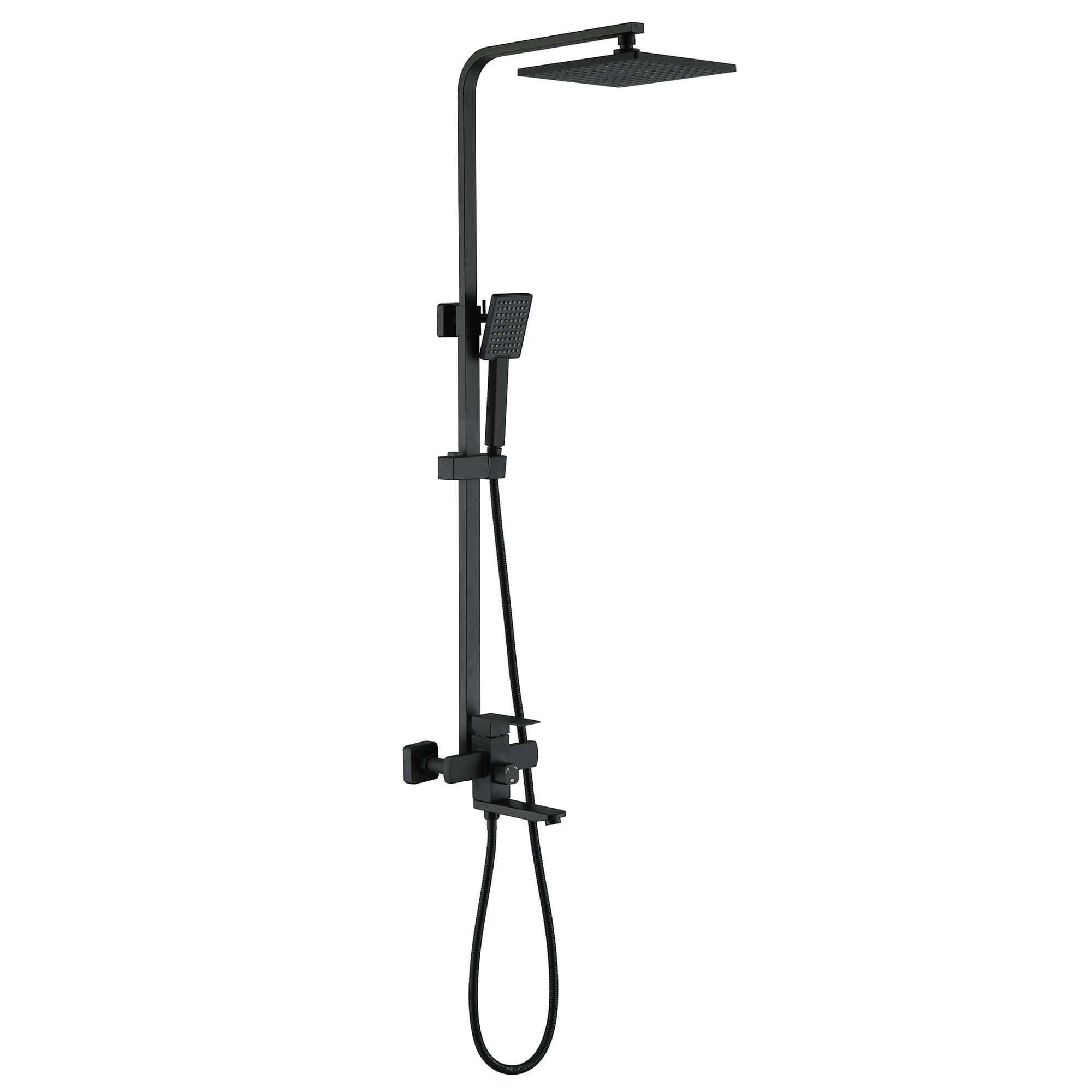 3-Function Shower System with Rainfall Head Handheld Shower and 180 Degree Folding Tub Spout