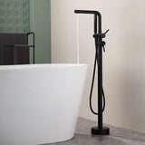 Freestanding Tub Filler with Handheld Shower Floor Mount Bathtub Faucet
