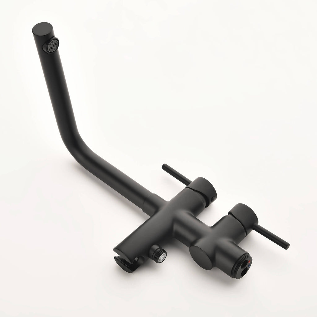 Freestanding Tub Filler with Handheld Shower Floor Mount Bathtub Faucet