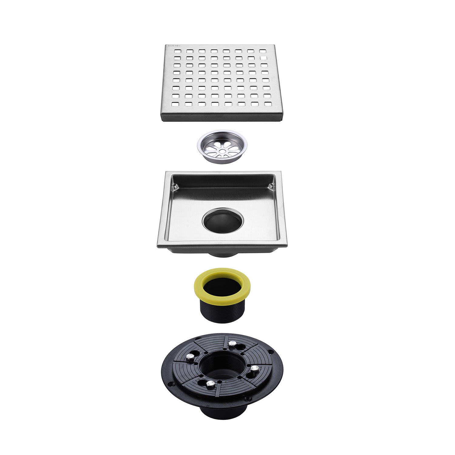 6-Inch Shower Drain with Removable Grid and Flange