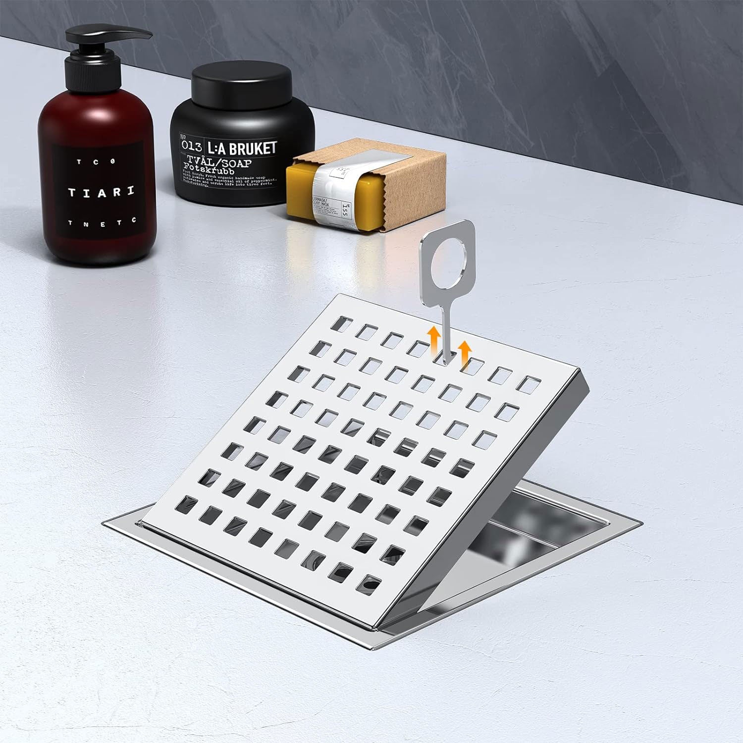 6-Inch Shower Drain with Removable Grid and Flange