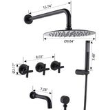 Wall Mount Tub Shower Faucet Set with Tub Spout and 3-Cross Handles JK0300