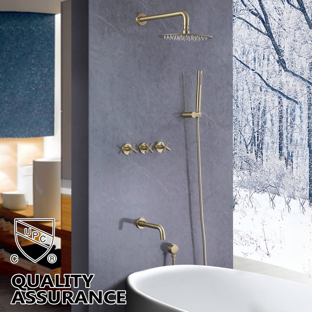 Wall-Mounted Rain Shower and Tub Spout Combo Set