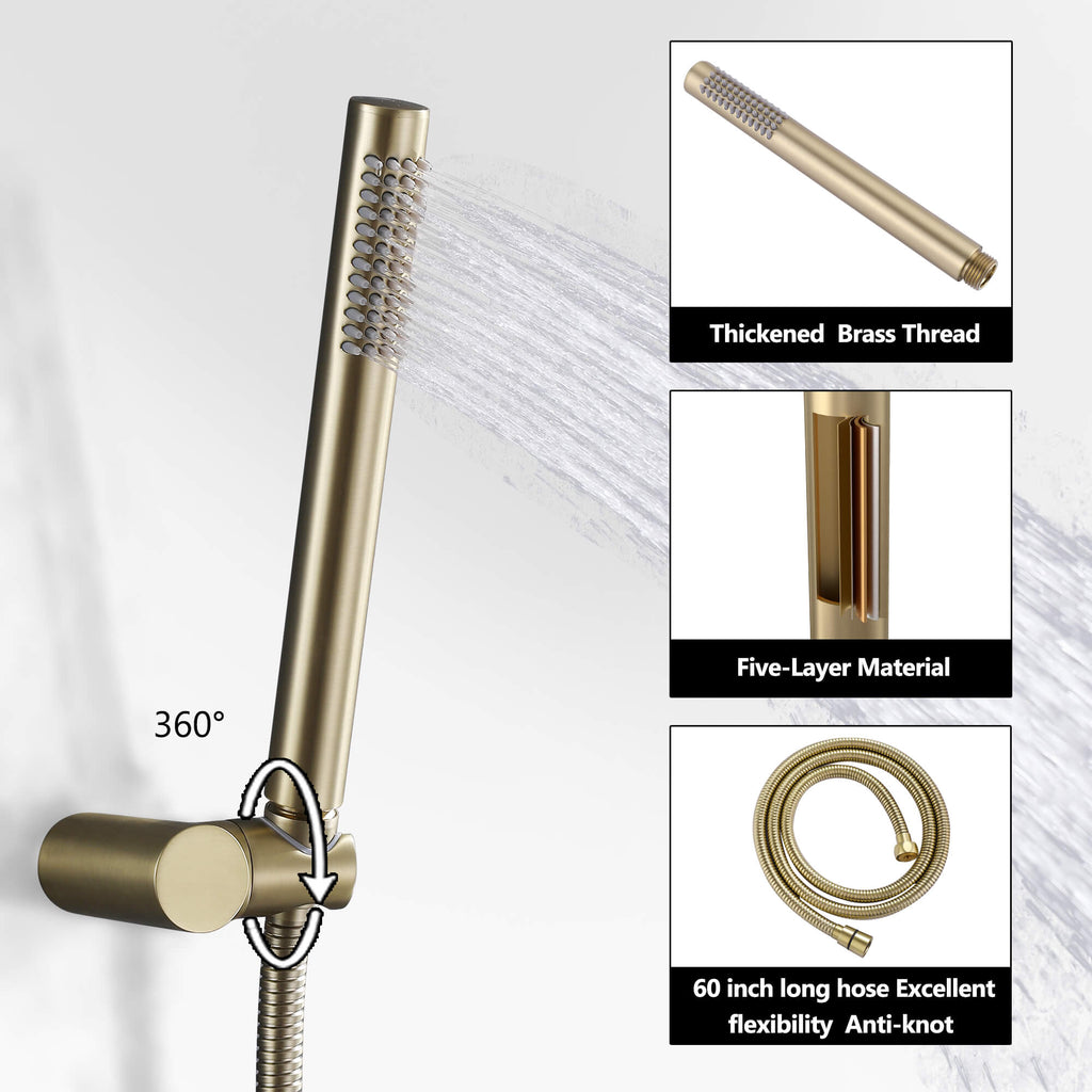 Wall-Mounted Rain Shower and Tub Spout Combo Set
