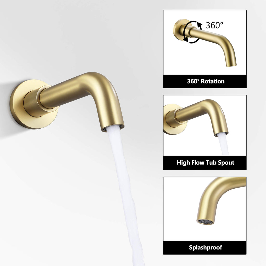 Wall-Mounted Rain Shower and Tub Spout Combo Set