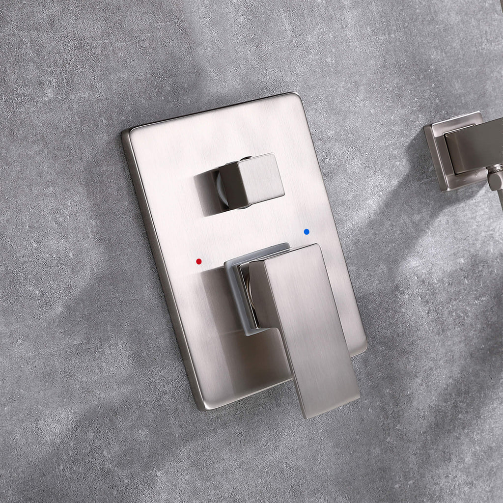 Wall-Mounted Bathtub Faucet with Tub Spout and Matching Hand Shower Set