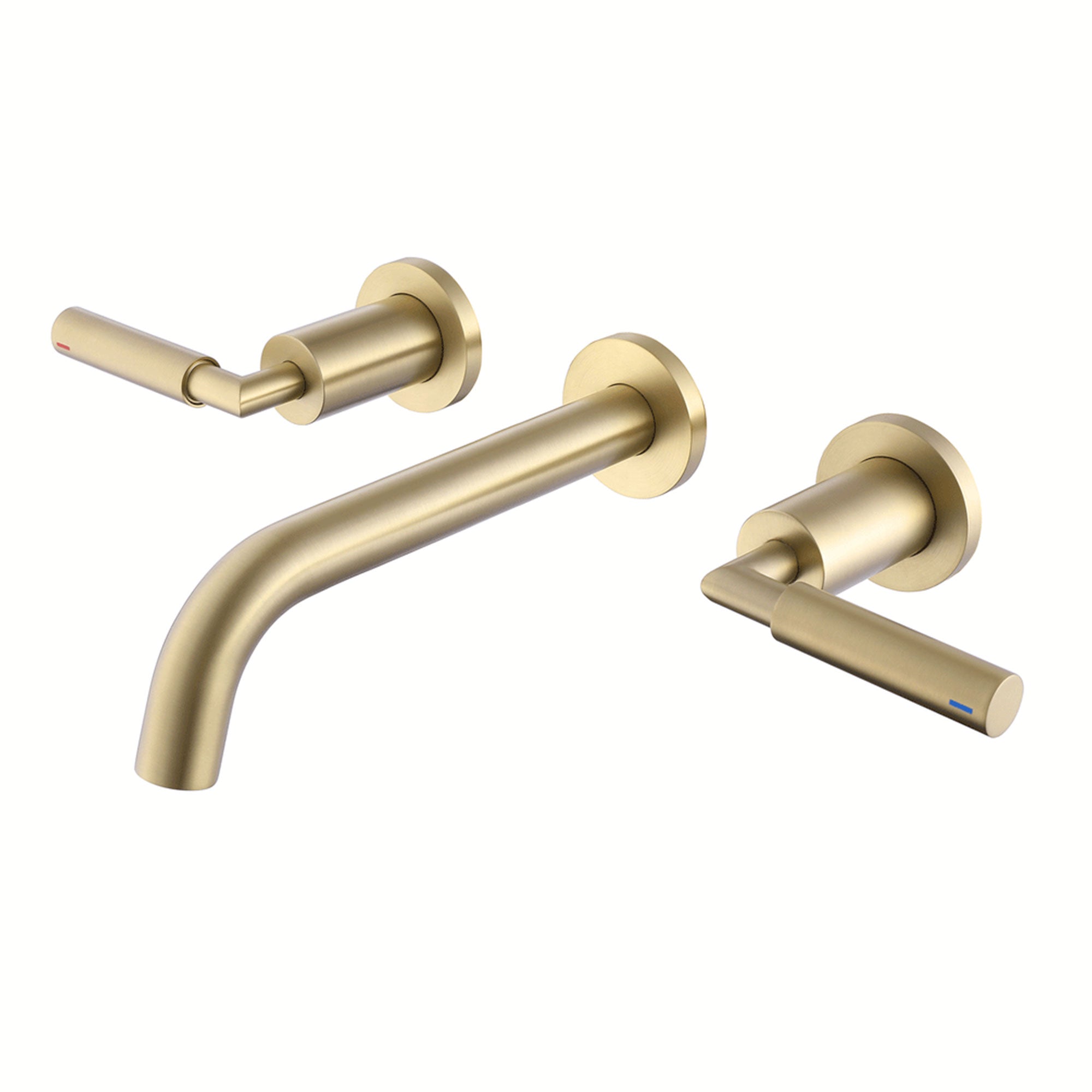 Wall-Mounted Lavatory Faucet with Twin Levers and Arc Spout
