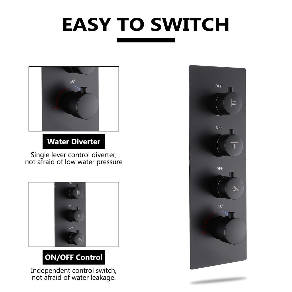 Ceiling-Mounted Thermostatic Shower with 6 Body Sprays