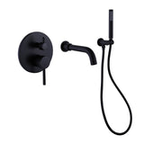 Wall-Mounted Tub Filler with Shower Wand for Modern Bathroom Wall Installation