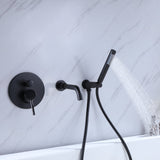 Wall-Mounted Tub Filler with Shower Wand for Modern Bathroom Wall Installation