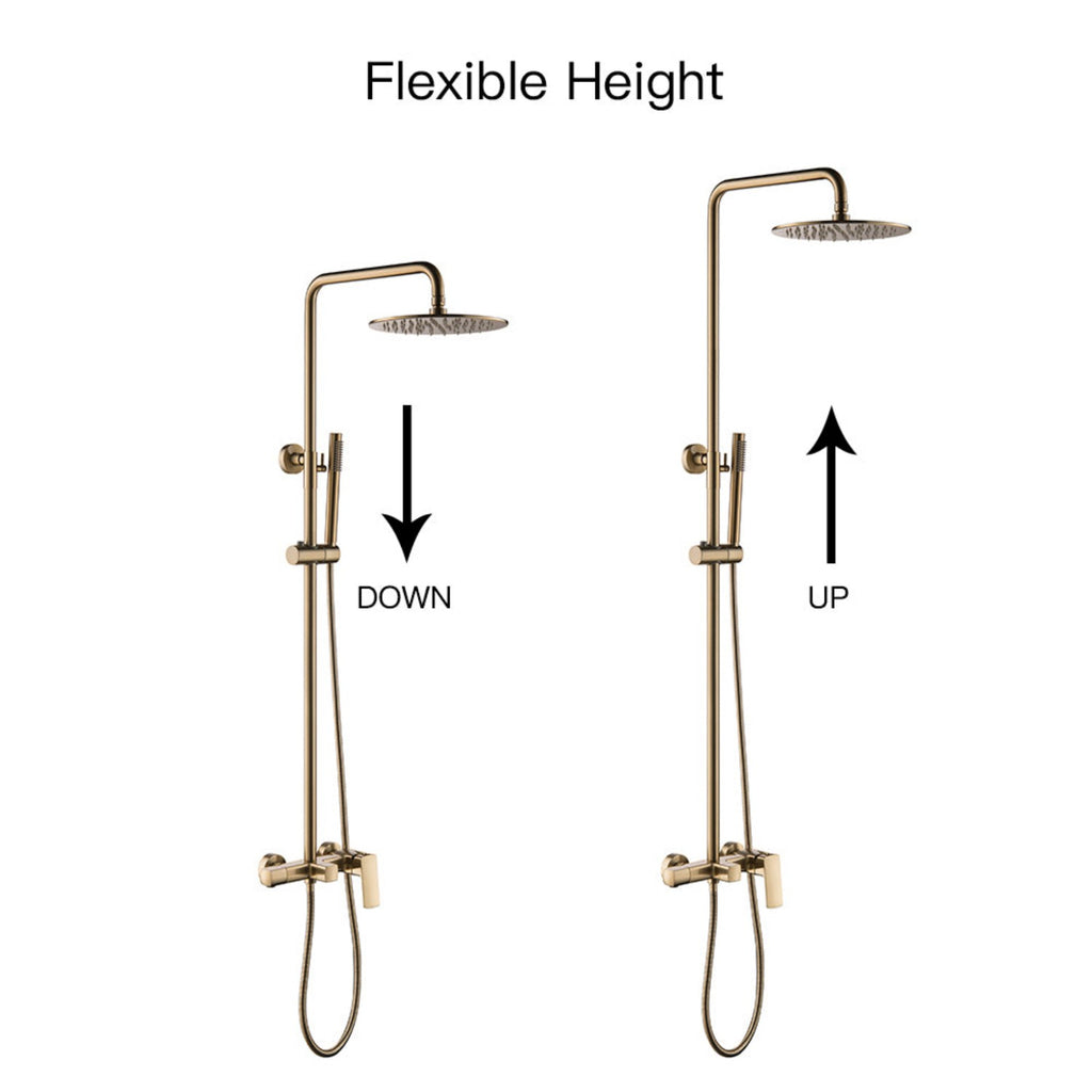 3-Function Rain Shower System with High Pressure Head and Adjustable Handheld Spray