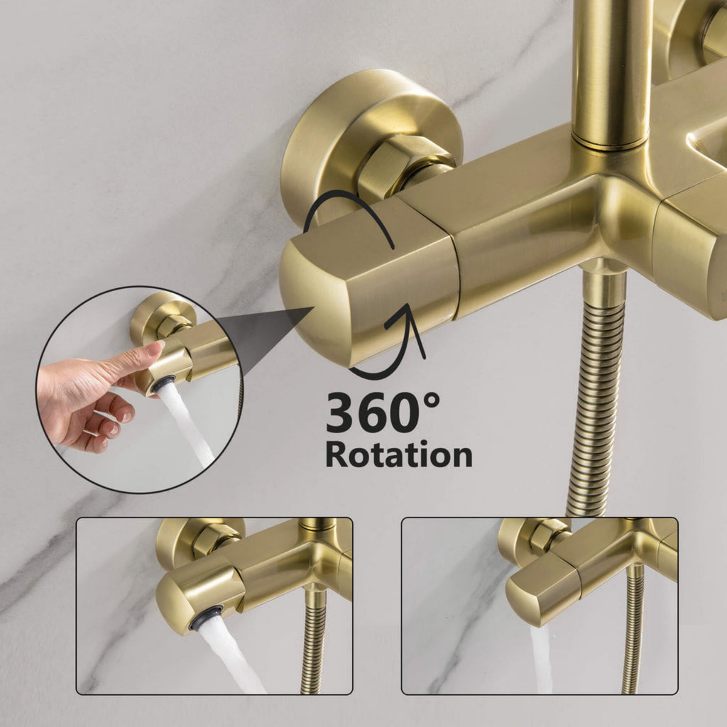 3-Function Rain Shower System with High Pressure Head and Adjustable Handheld Spray