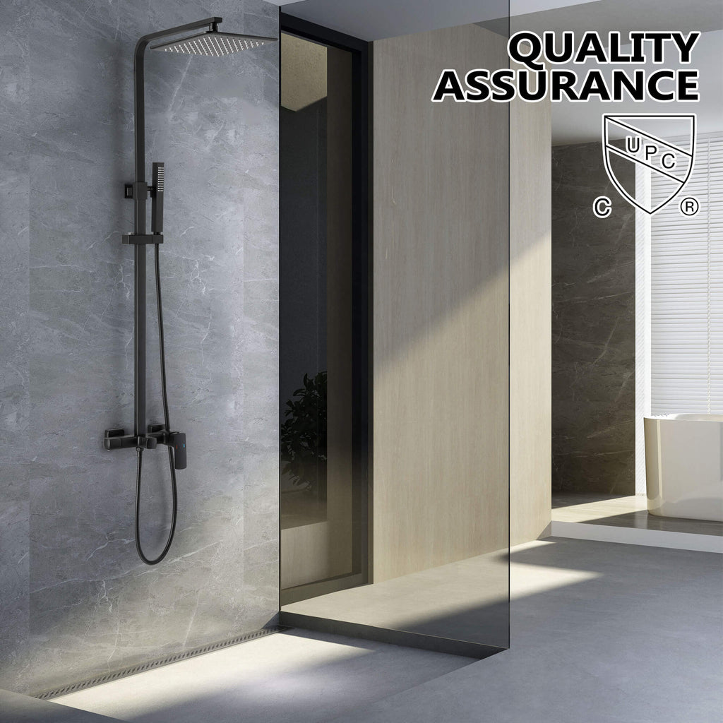 3-Function Shower System with Rainfall Shower Head Handheld Sprayer and Tub Spout Wall-Mounted