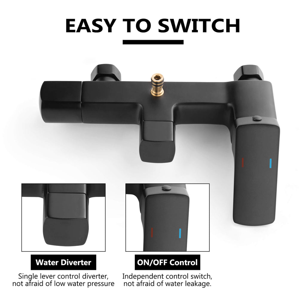 3-Function Shower System with Rainfall Shower Head Handheld Sprayer and Tub Spout Wall-Mounted