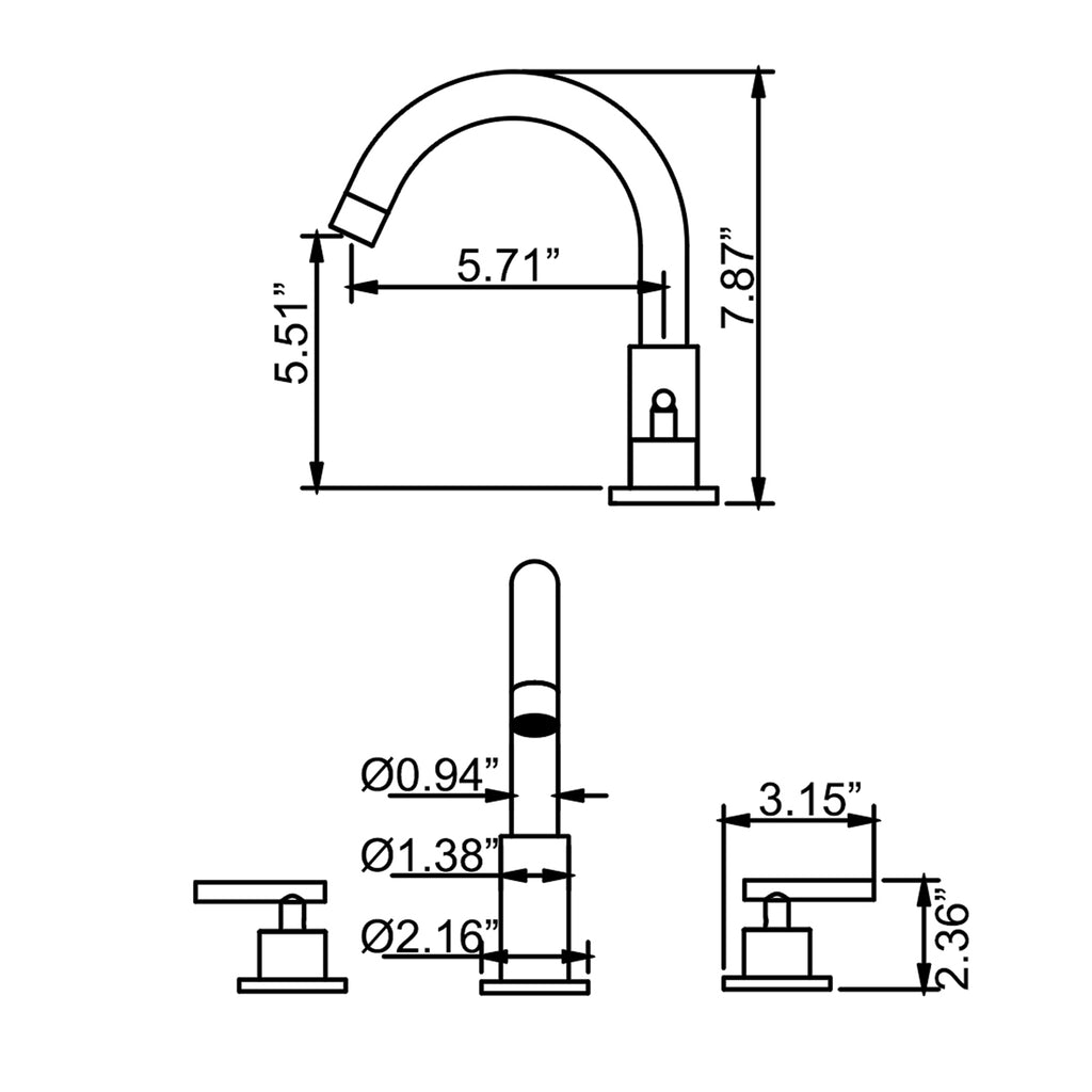 deck mounted sink faucet size