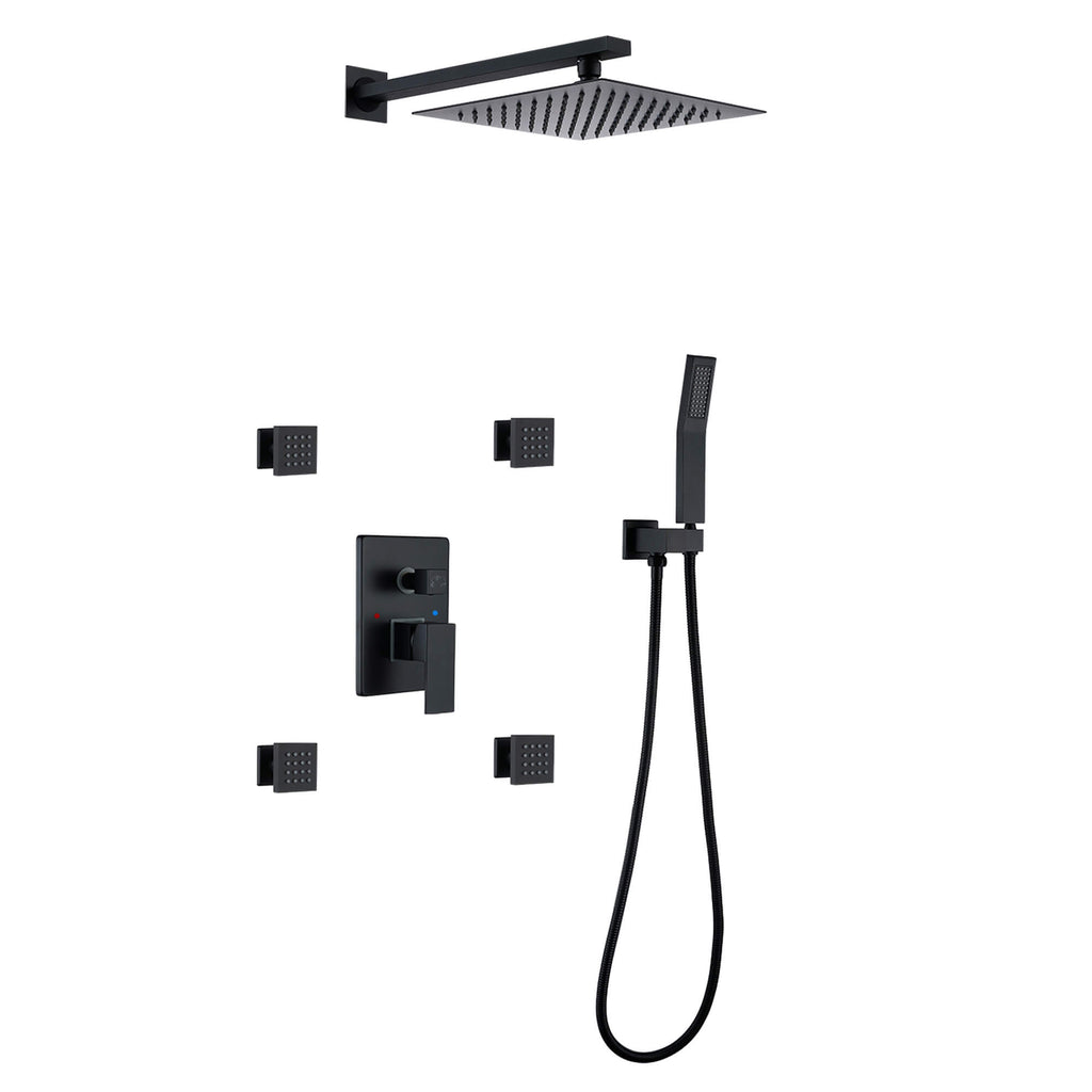 Shower System with 4 Body Jets and Rain Shower Head
