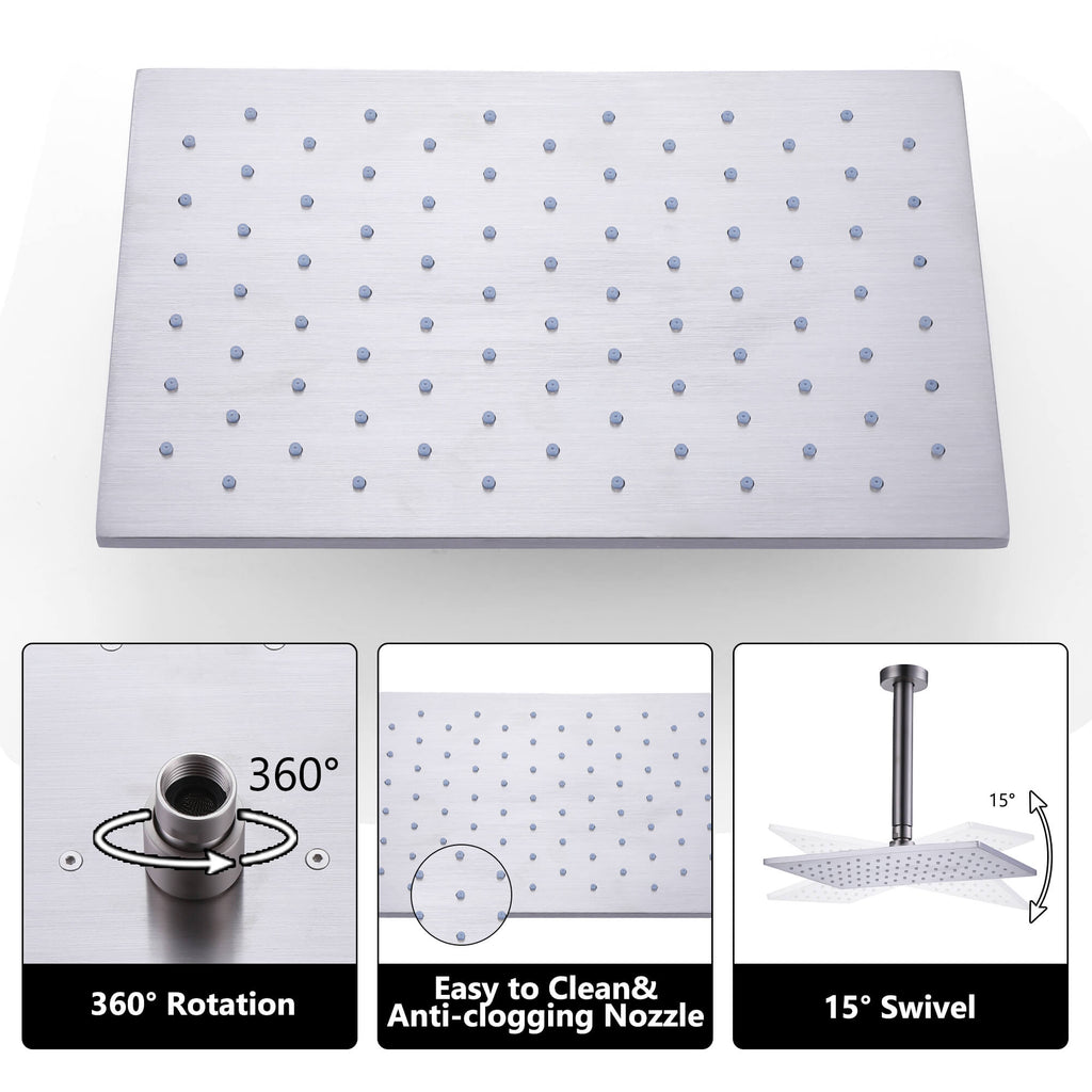 Concealed Ceiling-Mounted Single Handle Brushed Nickel Shower Faucet Set