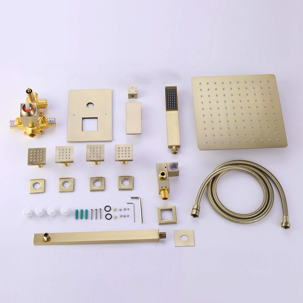 Shower System with 4 Body Jets and Rain Shower Head