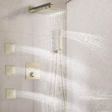 Thermostatic Shower System with 3 Body Jets and Button Control